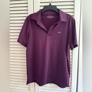 Vineyard Vines Boy’s Sankaty On-The-Go Striped Polo Shirt - red and blue